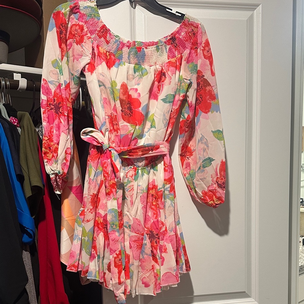 Floral Smocked Dress with Belt